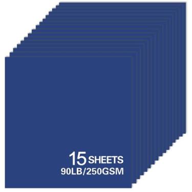 Imagem de 15 folhas de papel cartolina azul marinho, 30,5 x 30,5 cm, papel grosso para confecção de cartões, scrapbooking, artesanato, 250 g/m² (azul marinho)