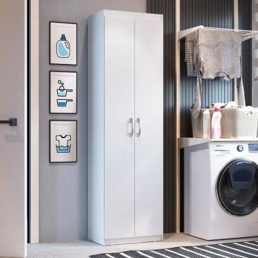 Imagem de Armário 2 Portas de Bater 5 Prateleiras Multiuso Branco