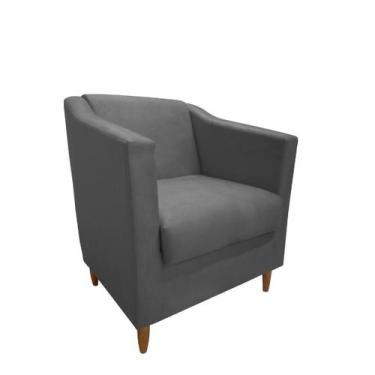 Imagem de Poltrona Decorativa Recepção Consultório Átila Tila Sala Suede Cinza G