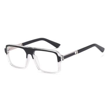 Imagem de HCPIHF óculos para homens lente clara retro armação de óculos masculino transparente,1,tamanho único