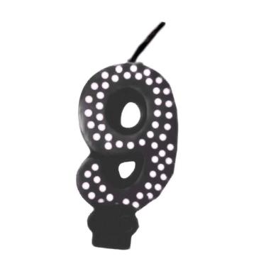 Imagem de Vela De Aniversário Poá Preto - N9