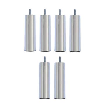 Imagem de Kit 6 Pés Cama Box Solteiro Ou Bipartida Tubo 13 Cm Cor: cromado