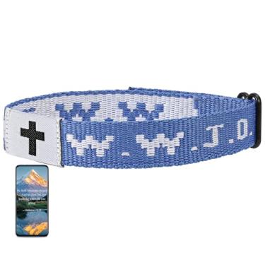 Imagem de Pmormyy Pulseira com versículo bíblico diário WWJD, pulseira ajustável para mulheres e homens, pulseira WWJD - Pulseira What Would Jesus Do, One Size, Fibra de poliéster, Sem Pedra Preciosa