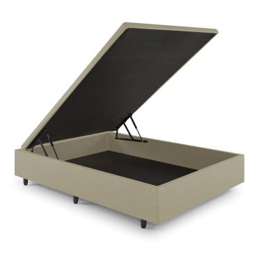 Imagem de Base Box Baú Viúva 128x188x42cm Courino Linho Areia
