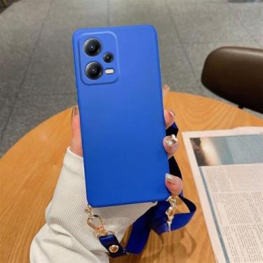 Imagem de Capa de silicone líquido com cordão para colar Redmi 12, cordão transversal para Xiaomi Redmi Note 12, 11 4G, 5G, Note12 Pro Plus, 11s, YTBGS, azul-claro, para Redmi Note 11 Pro 5G