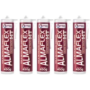 Imagem de Kit 5 Cola de Fixação Imediata Adesivo Espelho Ht400 Alto Tack Almafle