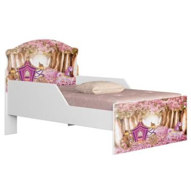 Imagem de Mini Cama Infantil 148x68cm Proteção Lateral Carruagem Rosa Z53 - Mpoz