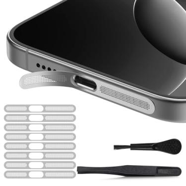Imagem de CaseBuy Capa Protetora Contra Poeira Para Alto-Falante De Iphone, 8 Peças, Compatível Com Fone Ouvido 16 Pro/Pro Max, Adesivo Antiaderente Malha - Titânio Natural