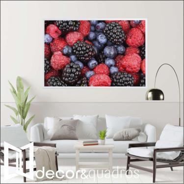 Imagem de Quadro Frutas Vermelhas 60x40 Cm Adesivo Fotográfico