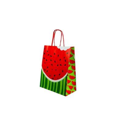 Imagem de Kit 100 Sacolas Kraft Magali Estampa Melancia M Embalagens Festa Infan