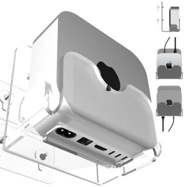 Imagem de Suporte projetado para Mac mini M4/M4 Pro, adesivo forte para suporte de parede, design sem perfuração. (transparência)