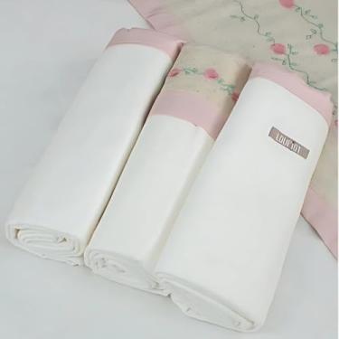 Imagem de Cueiro para Bebê 100% Algodão Kit com 3 Unidades 80x80cm | Tecido Suave e Respirável | Ideal para Enxoval, Maternidade, Naninha e Proteção Diária (Creme/Rosa)