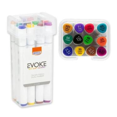 Imagem de 12 Canetas Marcadora Desenho Artístico Brw Evoke Dual Marker