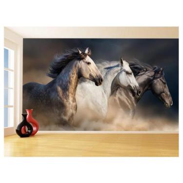 Imagem de Papel De Parede 3D Animais Cavalos Correndo Céu 3,5M Anm299 - Você Dec