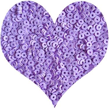 Imagem de Miçangas de argila redondas planas de vinil com contas de polímero de vinil Heishi contas planas redondas de polímero contas planas redondas de argila para fazer joias colar pulseira (07-roxo)