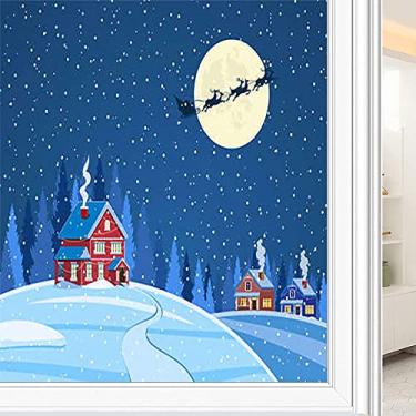 Imagem de Película de janela 3D de Natal, impressão de estilo natalino, para porta de vidro, banheiro, sala de estar, L90 x C 190 cm