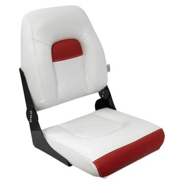 Imagem de Wise DLX1461-1906 DLX Series Pontoon Banco traseiro alto - Branco/Vermelho carmesim