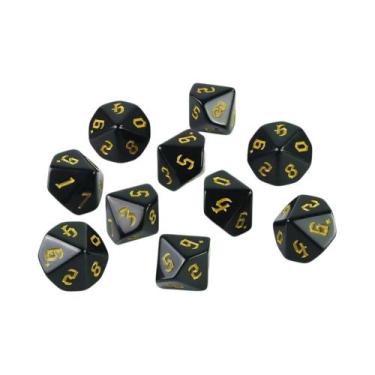 Imagem de Ink Colorido D10 RPG Dados Poliédricos 0-9 Fonte Retro Estilo Fantasia