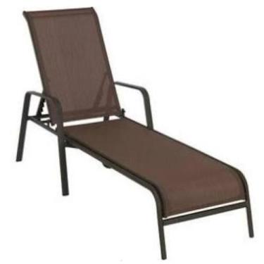 Imagem de Cadeira Espreguiçadeira Alumínio e Tela Sling Marrom e Bege para Pisci
