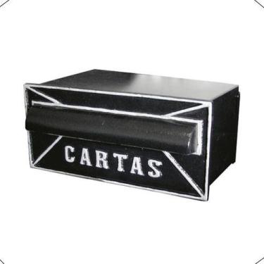 Imagem de Caixa Correio Preta Cartas Cinza Alumínio e Aço Tamanho 15x25x12cm - M