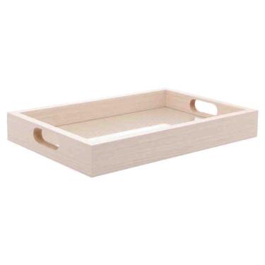 Imagem de Bandeja Retangular MDF c/ Fundo Tressê 30x4x20 cm Lyor