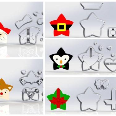 Imagem de Cortadores Kit Estrelas de Natal 5 Modelos Tamanho 5cm