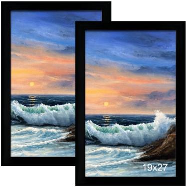 Imagem de Porta-retratos LUCKYLIFE 19 x 27 cm para pendurar na parede em MDF preto x2