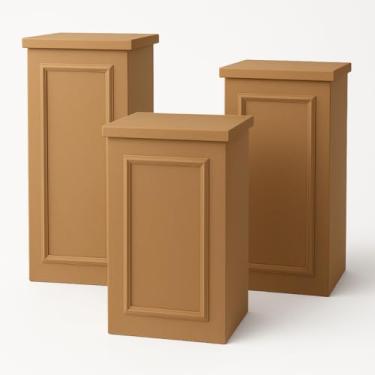 Imagem de Trio De Mesas Para Festa Cubo Desmontável Em Mdf Cru(Liso,Cor do log)