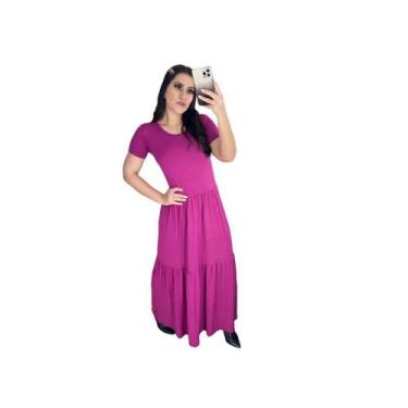 Imagem de Vestido Longo Com Camadas Elegante 3 Marias Básico De Malha - NoBrand,