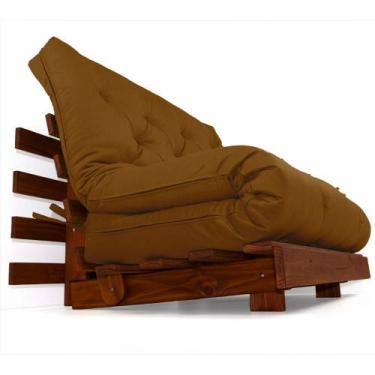Imagem de Sofá Cama Casal Futon Tokio D33 Madeira Maciça Cor Imbuia - R9 Design 