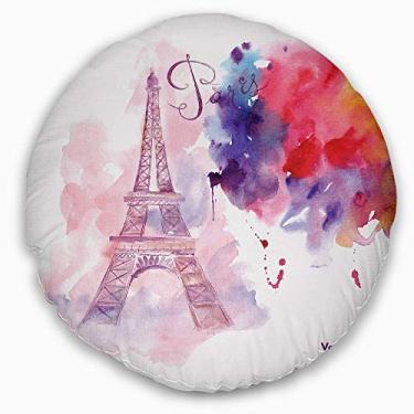Imagem de Designart Paris Torre Eiffel Nuvem de cores, pintura em aquarela sala de estar, sofá, almofada de alta qualidade + capa de almofada impressa em ambos os lados 40 cm