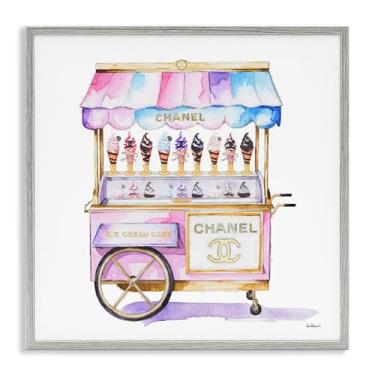 Imagem de Stupell Industries Carrinho de sorvete glamoroso cinza emoldurado giclée com design artístico por Amanda Greenwood, 43 x 43 cm