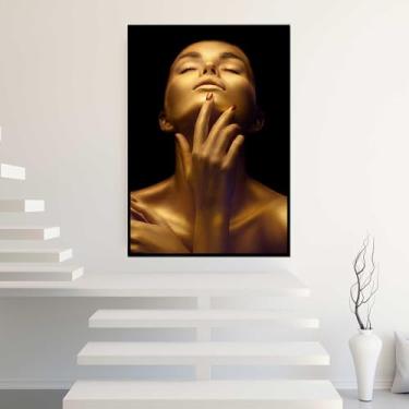 Imagem de Quadros Decorativos com Moldura Folhas Clean Verde Rosa Sala Quarto Kit Conjunto 2