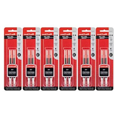 Imagem de Refil de caneta de gel Uni-Ball Signo 207, 0,7 mm, ponta média, tinta preta, pacote com 12