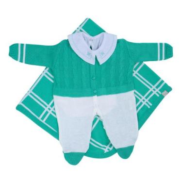 Imagem de Kit de Maternidade Jacquard e Body com Gola Bordada - Kowak, Verde, RN