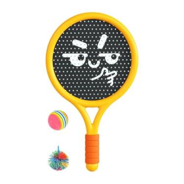 Imagem de Colaxi Conjunto de raquete e bolas infláveis ​​para atividades em família, jogo esportivo, brinquedos ao ar livre para parque, crianças e adultos, gramado, Amarelo