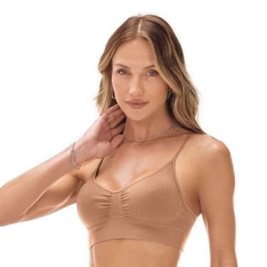 Imagem de Sutiã com Bojo Removível sem Costura Fecho nas costas Amêndoa Zee Rucc