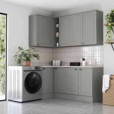 Imagem de Lavanderia Modulada 05 Peças com Tampo Emily Espresso Móveis Cinza