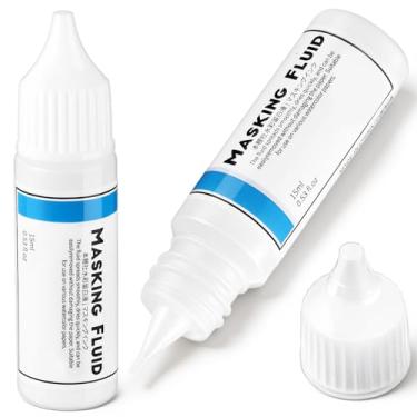 Imagem de Feifeiya 2 peças de fluido de máscara para pintura em aquarela, frasco de capacidade de 15 ml com bocal aplicador de 3 mm, caneta de fluido de máscara para vários projetos de arte, tinta aquarela