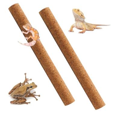 Imagem de PINVNBY 2 ramos de répteis para escalada, vara de cortiça natural de lagarto barbudo, ramo de árvore de dragão, habitat, decoração para árvore, sapo, cobra, lagartixa, aranha, camaleão
