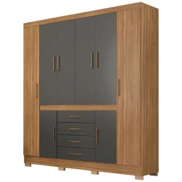 Imagem de Guarda-Roupa Casal 8 Portas Bater 4 Gavetas New Realce Demóbile