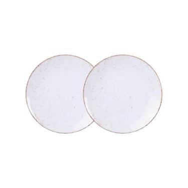 Imagem de Jogo de Pratos Sobremesa Rústico 2 Peças 21 cm Porcelana Decorada Tram