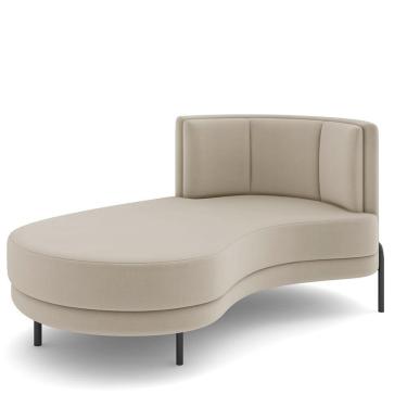 Imagem de Sofá Chaise Longue Sala de Estar Living Lucca Esquerdo D02 Veludo Bege C-309 - Lyam Decor