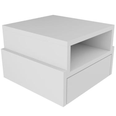 Imagem de Mesa de Cabeceira Suspensa com Nicho e Gaveta em Mdf Reforçado 15mm Branco