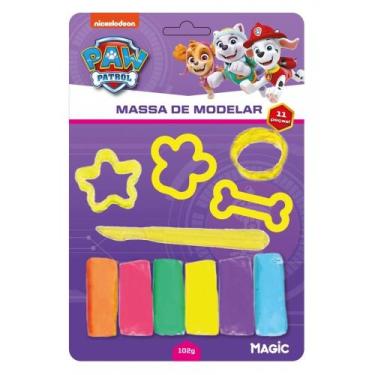 Imagem de Massa de Modelar 6 Cores 4 Moldes 1 Faquinha Patrulha Canina - Magic K