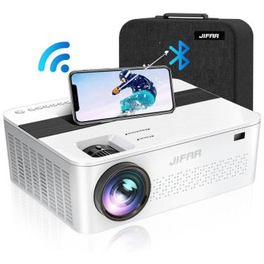 Imagem de Projetor 1080P HD 4K 10000 Lumens com Bluetooth Compatível com TV Stick, iOS, Android, PS5, Projeta até 450 Polegadas, JIFAR H6, Branco