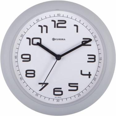 Imagem de Relógio De Parede Eurora Redondo Cinza 24X24X4 Cm