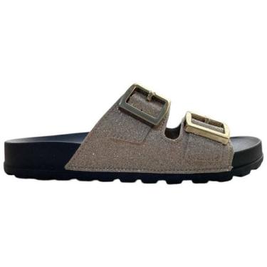 Imagem de tamanco feminino moleca glitter mini shine, Dourado, Preto, 35