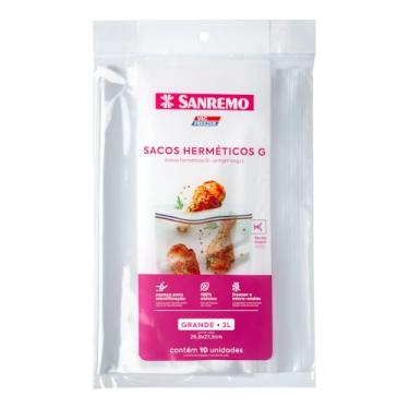 Imagem de Sanremo - Saco Plástico Hermético Cristal com Fecho Duplo de 3L, Linha Vac Freezer