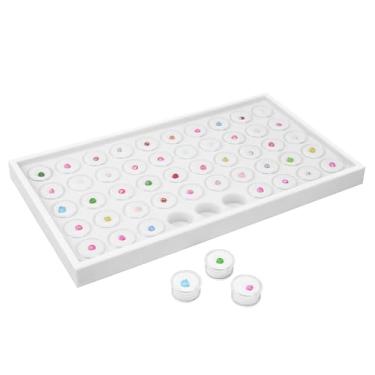 Imagem de Bandeja de exibição empilhável com 50 frascos de pedras preciosas, espuma branca 36 cm L x 21 cm P x 21 cm A